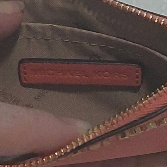 NWOT Michael Kors Orange Small Top Zip Coin Pouch w/ID Keychain Cardholder - Picture 8 of 10